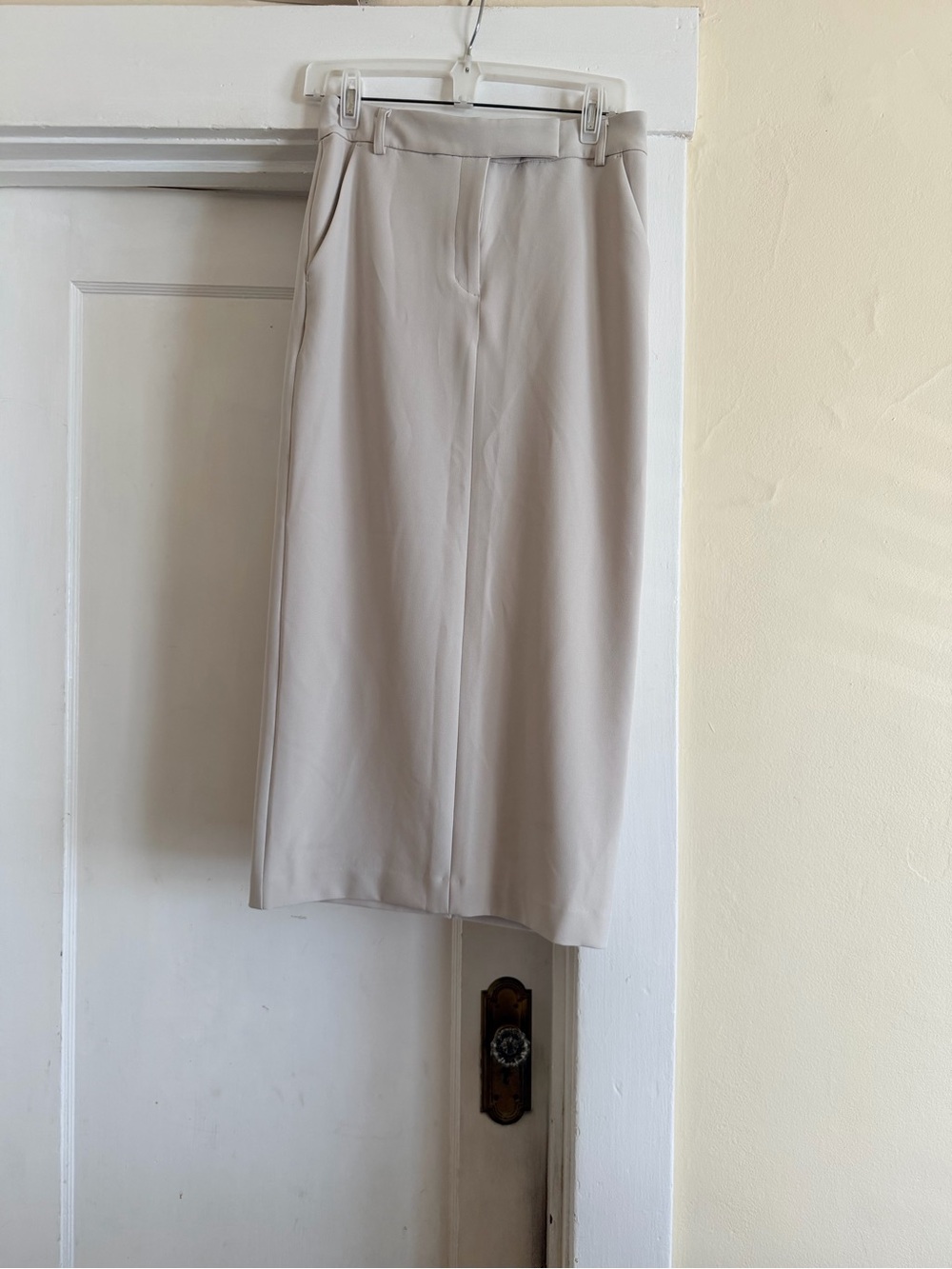 Express Women's Midi Pencil Skirt in Light Beige